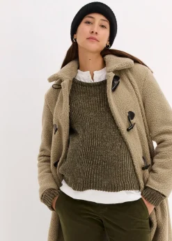 Manteau de grossesse en sherpa avec empiècement de portage