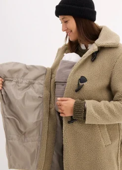 Manteau de grossesse en sherpa avec empiècement de portage