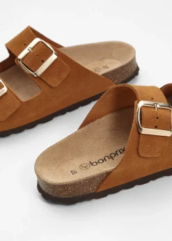 Mules en cuir velours