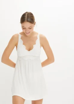 Nuisette en viscose avec broderies anglaises