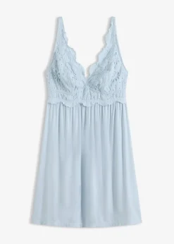 Nuisette en viscose avec broderies anglaises