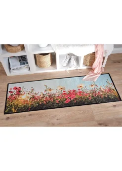Paillasson lavable à motif pré fleuri