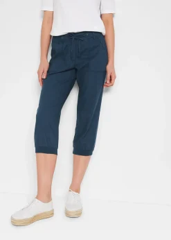 Pantalon 3/4 en lin et coton
