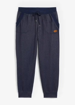 Pantalon 7/8 en molleton aspect jean