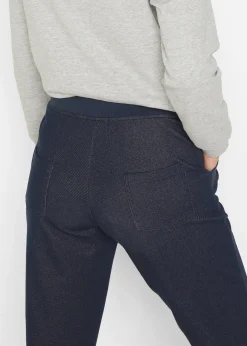 Pantalon 7/8 en molleton aspect jean
