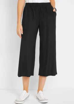 Pantalon 3/4 en viscose avec taille élastiquée