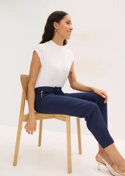 Pantalon 7/8 léger en lin et coton