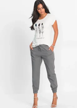 Pantalon 7/8 léger en lin et coton