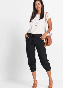 Pantalon 7/8 léger en lin et coton