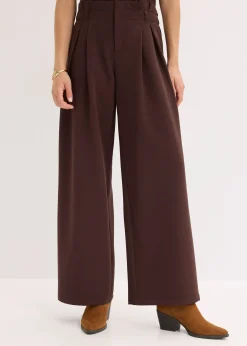 Pantalon à pinces avec taille élastiquée