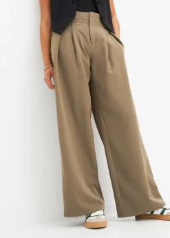 Pantalon à pinces avec taille élastiquée