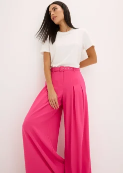 Pantalon à pinces avec ceinture (ens. 2 pces)