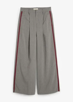 Pantalon à pinces et galon contrastant