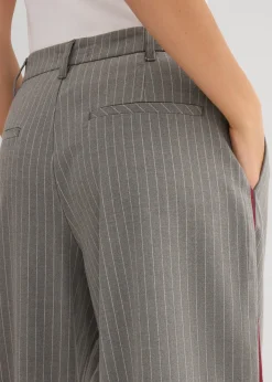 Pantalon à pinces et galon contrastant