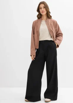 Pantalon à pinces et taille élastiquée