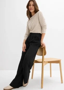 Pantalon à pinces et taille élastiquée