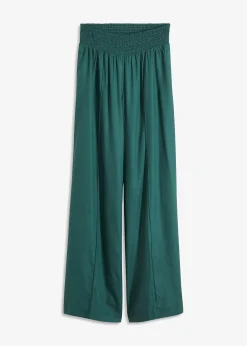 Pantalon à taille élastiquée en crêpe de viscose fluide