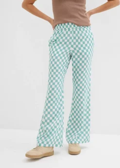 Pantalon ample à carreaux, en viscose fluide