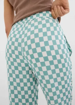 Pantalon ample à carreaux, en viscose fluide