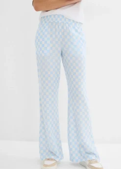Pantalon ample à carreaux, en viscose fluide