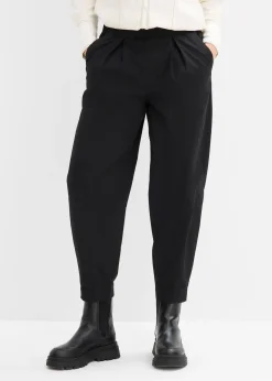 Pantalon barrel en twill à taille élastiquée