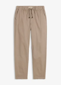 Pantalon barrel en twill, taille mi-haute élastiquée