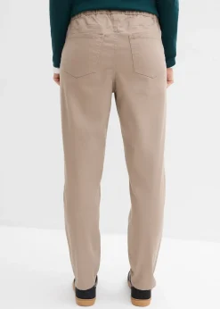 Pantalon barrel en twill, taille mi-haute élastiquée
