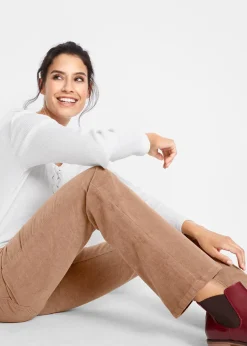 Pantalon bootcut en velours côtelé extensible
