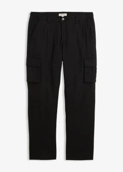 Pantalon cargo et loose à doublure chaude en flanelle et taille élastiquée, droit