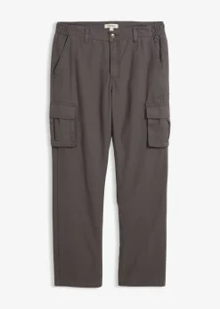 Pantalon cargo et loose à doublure chaude en flanelle et taille élastiquée, droit