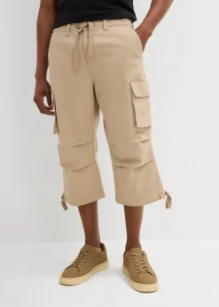 Pantalon cargo extensible et loose, longueur 3/4