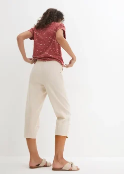 Pantalon carotte en lin et coton