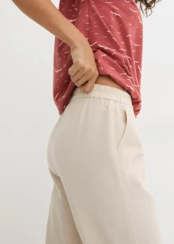 Pantalon carotte en lin et coton