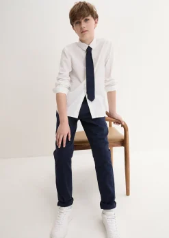 Pantalon chino, chemise manches longues et cravate (ens. 3 pces)
