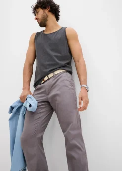 Pantalon chino droit avec taille élastique et ceinture, regular