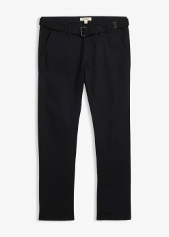 Pantalon chino extensible regular avec taille élastique et ceinture, droit