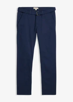 Pantalon chino extensible regular avec taille élastique et ceinture, droit