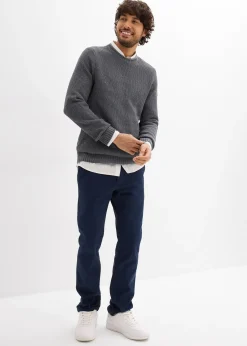 Pantalon chino extensible regular avec taille élastique et ceinture, droit