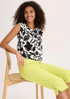 Pantalon corsaire à taille élastiquée
