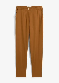Pantalon cropped taille haute en lin et viscose