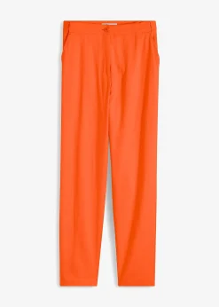 Pantalon cropped taille haute en lin et viscose