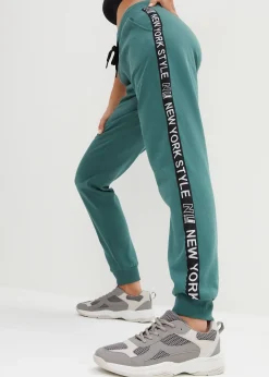 Pantalon de jogging avec finitions bord-côtes et imprimé