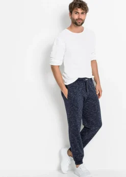 Pantalon de jogging chiné à finitions côtelées