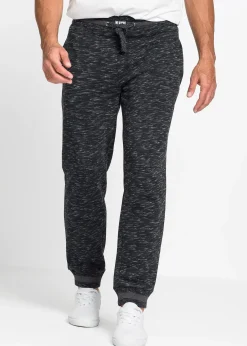 Pantalon de jogging chiné à finitions côtelées