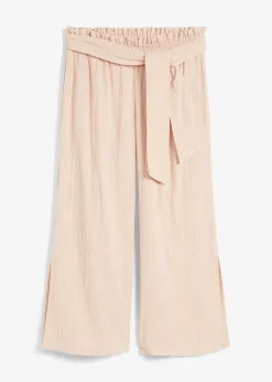 Pantalon de plage en gaze de coton, longueur 3/4