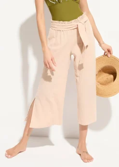 Pantalon de plage en gaze de coton, longueur 3/4