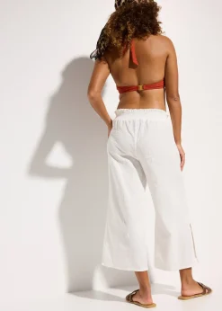 Pantalon de plage en gaze de coton, longueur 3/4