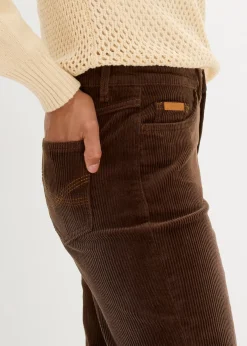 Pantalon droit en velours côtelé extensible