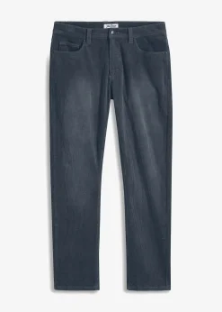 Pantalon droit en velours côtelé extensible aspect délavé, regular
