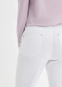Pantalon droit extensible en bengaline, taille élastiquée